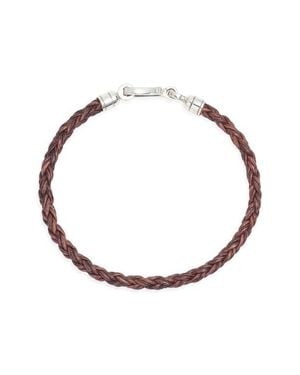 Caputo & Co. Twisted Braid Leather Bracelet - White