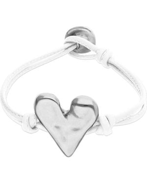 Uno De 50 Leather Bracelet With Sterling-Plated Heart Detail - Metallic