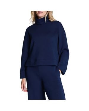 Spanx Cuffed Sleeve Crop Turtleneck Sweatshirt - Blue