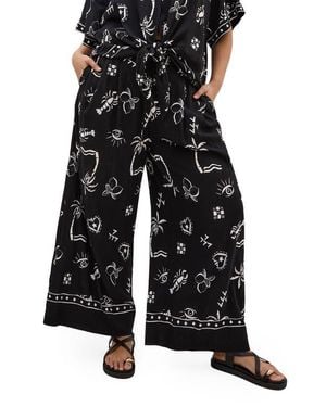 City Chic Resort Paperbag Waist Wide Leg Pants - Black