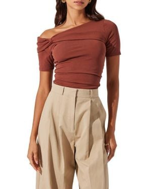 Astr Saylah One-Shoulder Stretch Cotton Top - Red