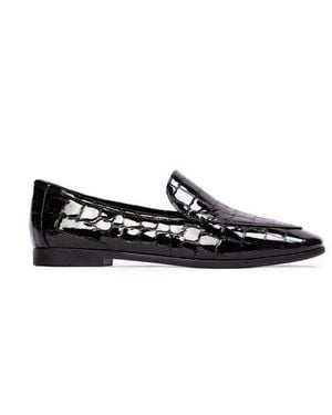 Black Suede Studio Allie Croc Loafer - Black