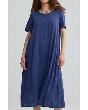 Luukaa Calla Check-Embroidered Dress - Blue