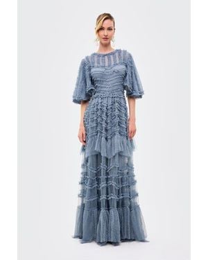 Beauut Flutter Ruffle Maxi Dress - Blue