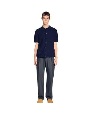 Sandro Terry Knit Shirt - Blue