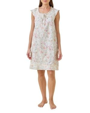 Papinelle Yolly Flutter Neck Cotton Sateen Nightgown - White