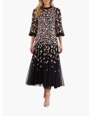 Needle & Thread Sylvia Round Neck Ankle Gown - Black