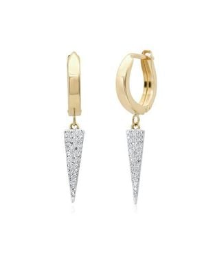 Elliot Young 14K Huggies With Pave Diamond Triangles - Metallic