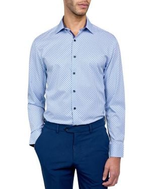 W.r.k. Slim Fit Geometric Print Recycled Performance Stretch Dress Shirt - Blue