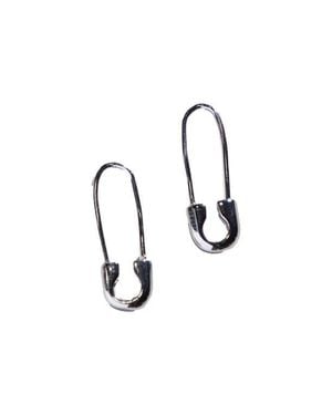 Nickel & Suede Safety Pin Threader Earrings - Blue