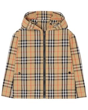 Burberry Check Nylon Hooded Jacket - Brown