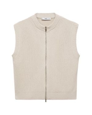 Mango Zip Front Vest - Natural