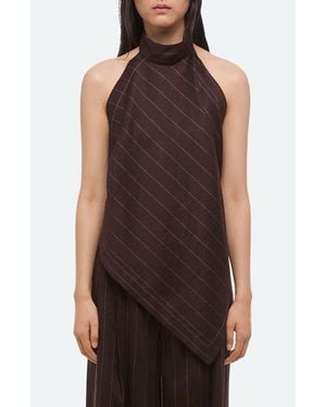 Helmut Lang Pinstripe Linen Blend Scarf Halter Top - Brown