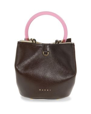 Marni Pannier Top Handle Leather Bucket Bag - Brown