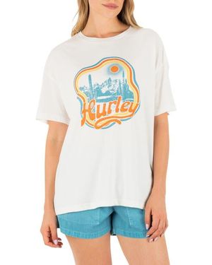 Hurley Scenic View Oversize Cotton Graphic Boyfriend T-Shirt - White