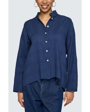 Luukaa Serina Mandarin Collar Shirt - Blue