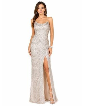 LARA New York Beaded Faux-Wrap V-Neck Bridal Gown - White
