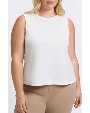 Foxcroft Callie Sleeveless Crepe Knit Top - White