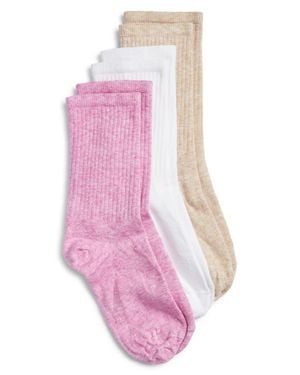 Hue Must Have 3-Pack Assorted Crew Socks - Pink