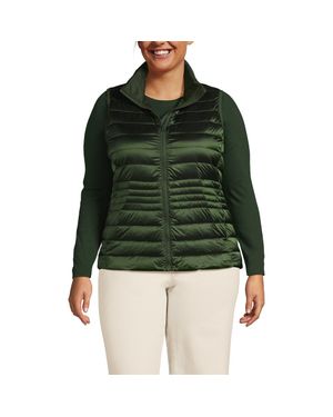 Lands End Plus Size Wanderweight Packable Down Vest in Blue Lyst