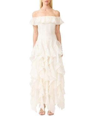 Elliatt Yvette Off The Shoulder Ruffle Gown - Natural