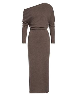 Altuzarra Kasos Long Sleeve Off The Shoulder Seater Cashmere Sweater Dress - Brown