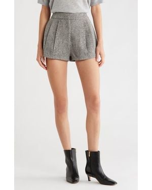 Astr Sorine Herringbone Wool Blend Shorts - Gray