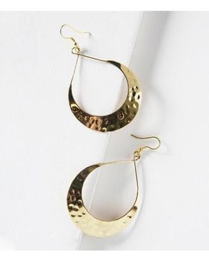 Matr Boomie Lunar Crescent Hammered Hoop Earrings - Metallic