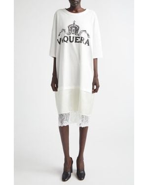 VAQUERA Mixed Media Graphic T-Shirt Dress - White
