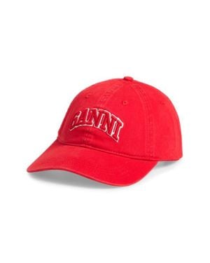 Ganni Washed Cotton Canvas Baseball Cap - Red