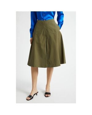 Zankov Louise Pleated Cotton Shorts - Green