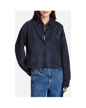 Twp Little Big Joe Suede Snap-Up Shirt - Blue