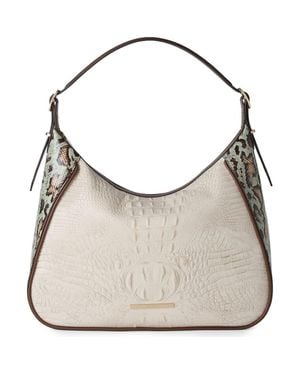 Brahmin Edie Embossed Leather Shoulder Bag - Gray