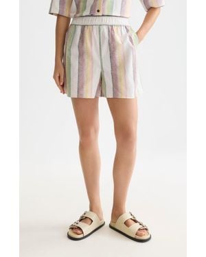 Scotch & Soda Stripe Cotton & Linen Blend Shorts - Natural