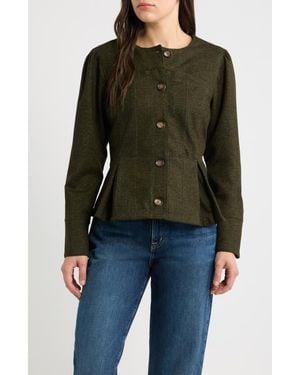 Wit & Wisdom Puff Shoulder Button Front Jacket - Black