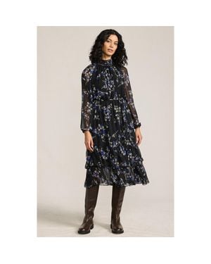 Lands' End Crinkle Chiffon Ruffle Dress - Black