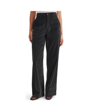 Splendid Colette Patch Pocket Wide Leg Corduroy Pants - Black