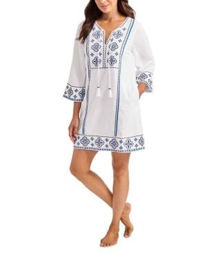 Tommy Bahama Bella Breeze Embroidered Cover-Up Tunic - White