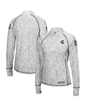 Colosseum Athletics Michigan State Spartans Oht Military Appreciation Officer Arctic Camo Fitted Lightweight 1/4-Zip Jacket - Gray