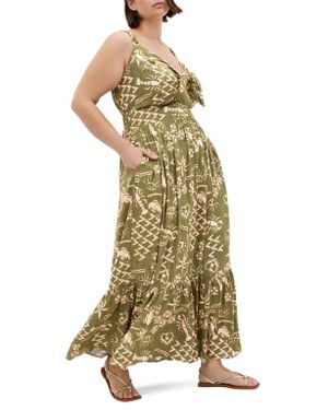 City Chic Vacay Print Sleeveless Maxi Dress - Metallic