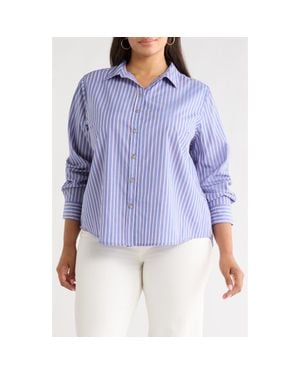 Beach Lunch Lounge Bentley Stripe Cotton Button-Up Shirt - Blue