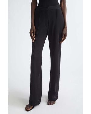 Proenza Schouler Eran Pintuck Sheer Wool Pants - Black