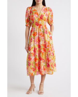 Vince Camuto Floral Midi Sundress - Orange
