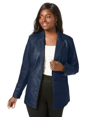 Jessica London Leather Blazer - Blue