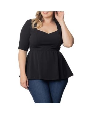 Kiyonna Posh Peplum Top - Black
