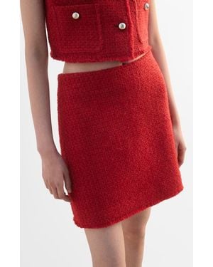 Mango Tweed Miniskirt - Red
