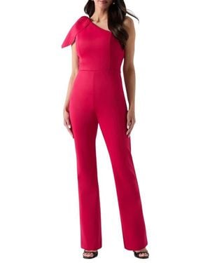 Marciano Andrea One-Shoulder Scuba Crepe Jumpsuit - Red
