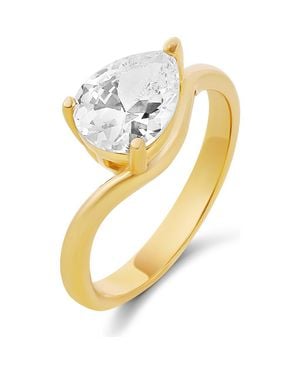 SHYMI Pear-Cut Cubic Zirconia Wave Ring - Metallic