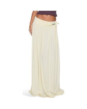 Princess Polly Velvet Storm Tie Detail Maxi Skirt - Natural