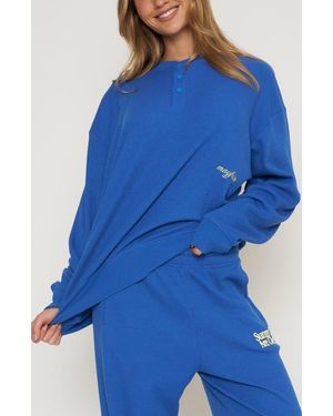 The Mayfair Group Sunny Days Are Coming Waffle Knit Sweatshirt - Blue
